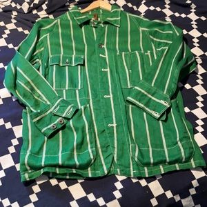 KAPITAL Green and Cream striped over shirt
